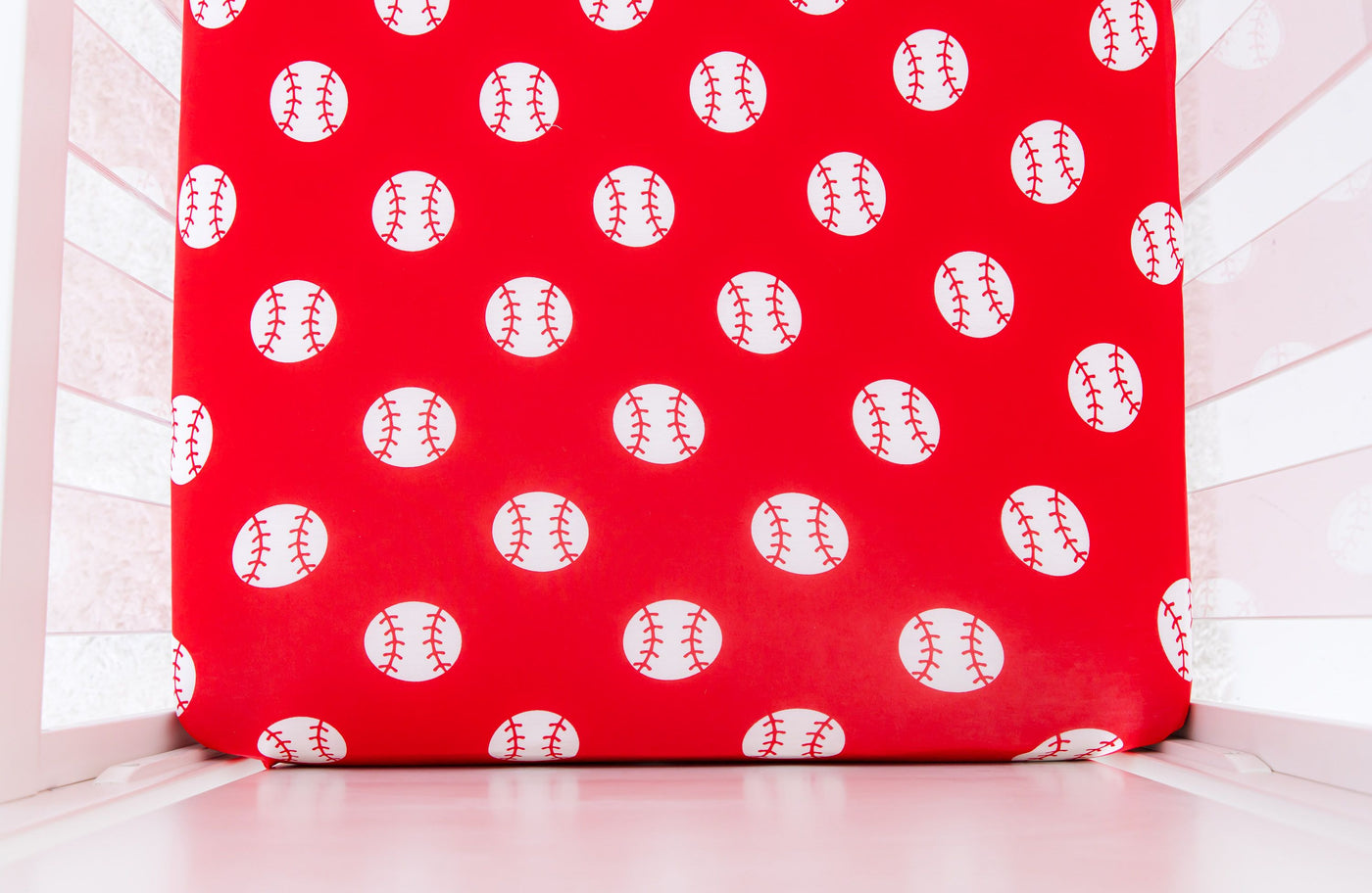 Birdie Bean Crib Sheet: Red Baseball