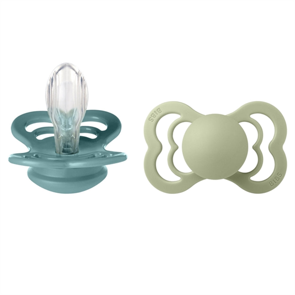 BIBS Pacifiers: Supreme Silicone (2 Pack) - Island Sea/Sage