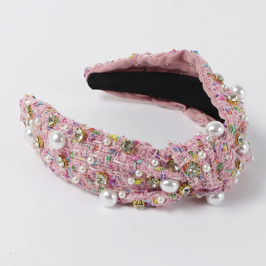 Cheeky Plum Tweed Knot Jewel Headband: Fruity Pebbles