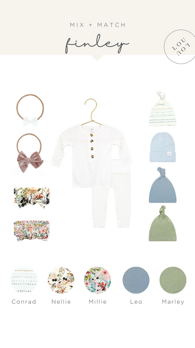 Lou Lou and Company Newborn Swaddle Bundle with Headband: Finley
