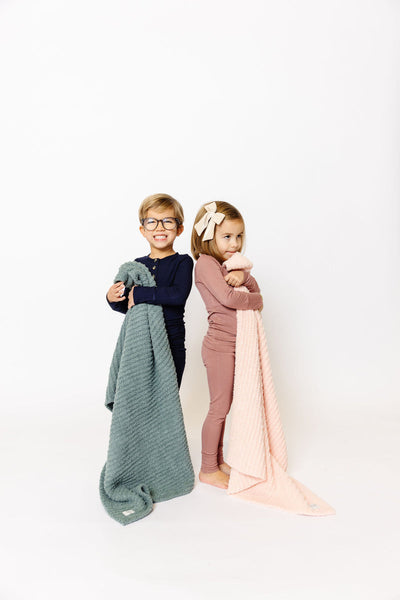 Lou Lou and Company Chenille Blanket: Ocean Blue