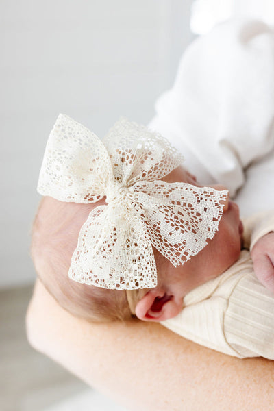 Lou Lou and Company Bow Headband: Ivory Lace