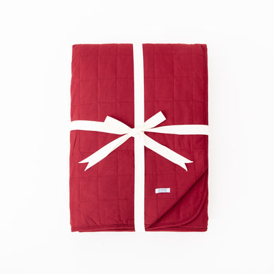 Dreamiere Quilted Adult Bamboo Blanket: Carmine (3 Layer)