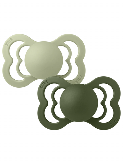 BIBS Pacifiers: Supreme Silicone (2 Pack) - Sage/Hunter Green