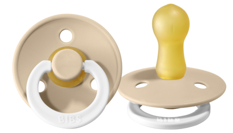 BIBS Pacifiers Classic Round 2 Pack: Vanilla Glow-In-The-Dark