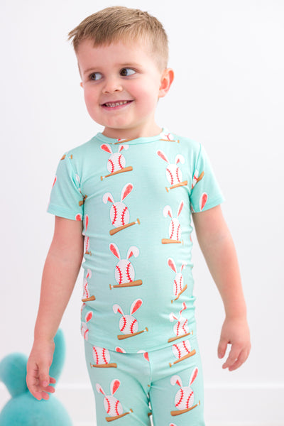 Birdie Bean Pajama Set: Baseball Bunnies