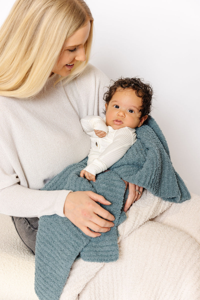 Lou Lou and Company Chenille Blanket: Ocean Blue