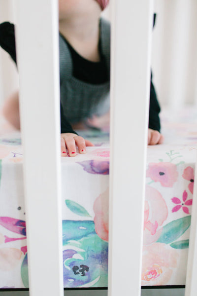 Copper Pearl Fitted Crib Sheet: Bloom