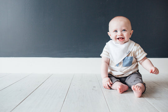 Copper Pearl Bandana Bib Set: Solid White