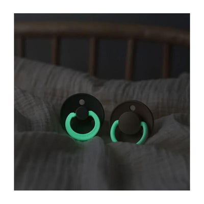 BIBS Pacifiers Classic Round 2 Pack: Vanilla Glow-In-The-Dark