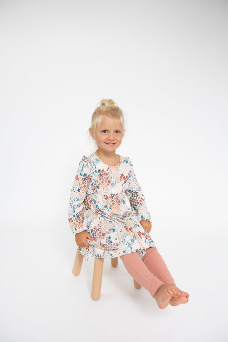Angel Dear Tiered Dress and Legging Set: Painted Fall Floral