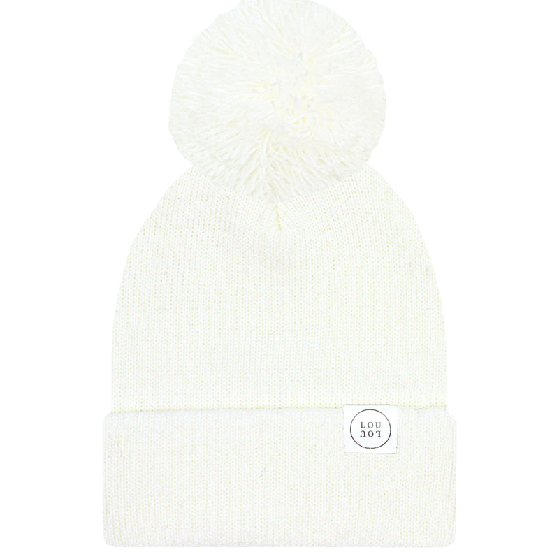 Lou Lou and Company Beanie with Pom: Ivory