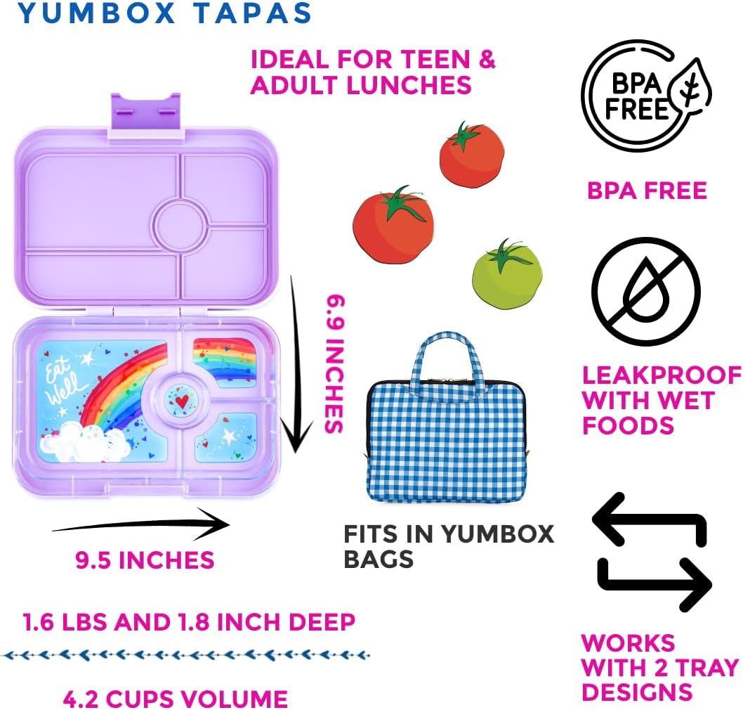 YumBox Tapas 4-Compartment Tray: Seville Purple (Rainbow Tray)