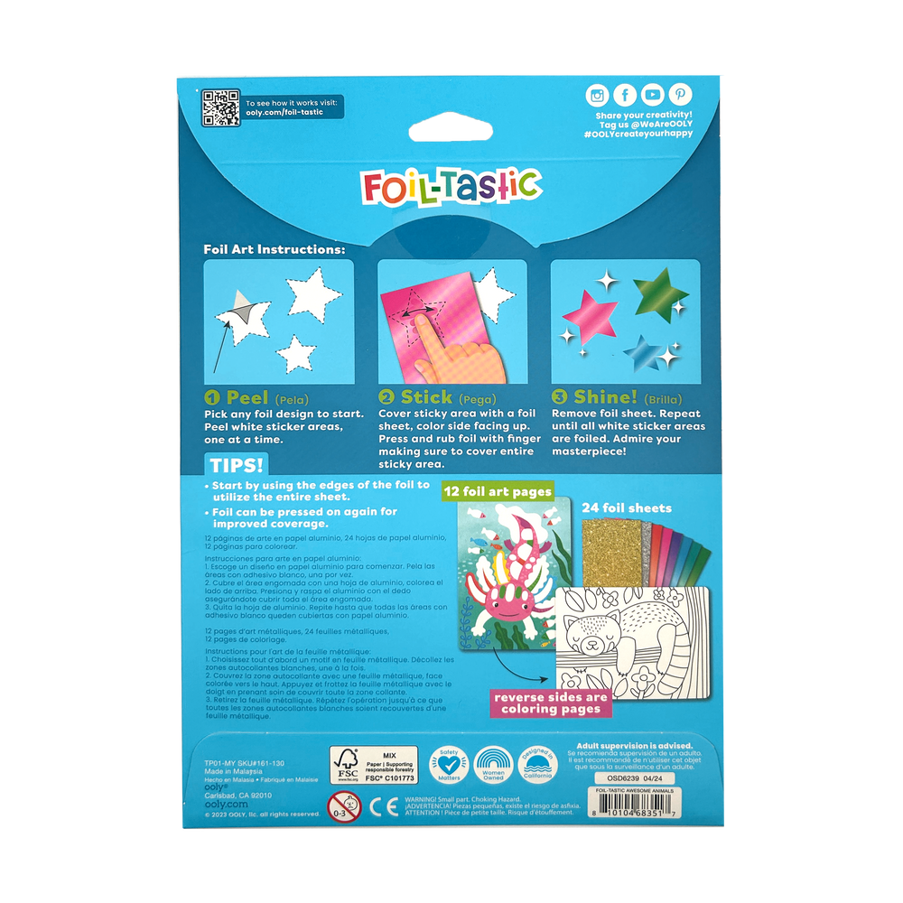 OOLY Foil-tastic Foil Art Kit: Awesome Animals