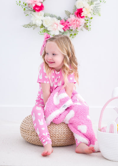 Birdie Bean Stroller Microfiber Blanket: Pink Bunny