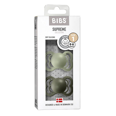 BIBS Pacifiers: Supreme Silicone (2 Pack) - Sage/Hunter Green