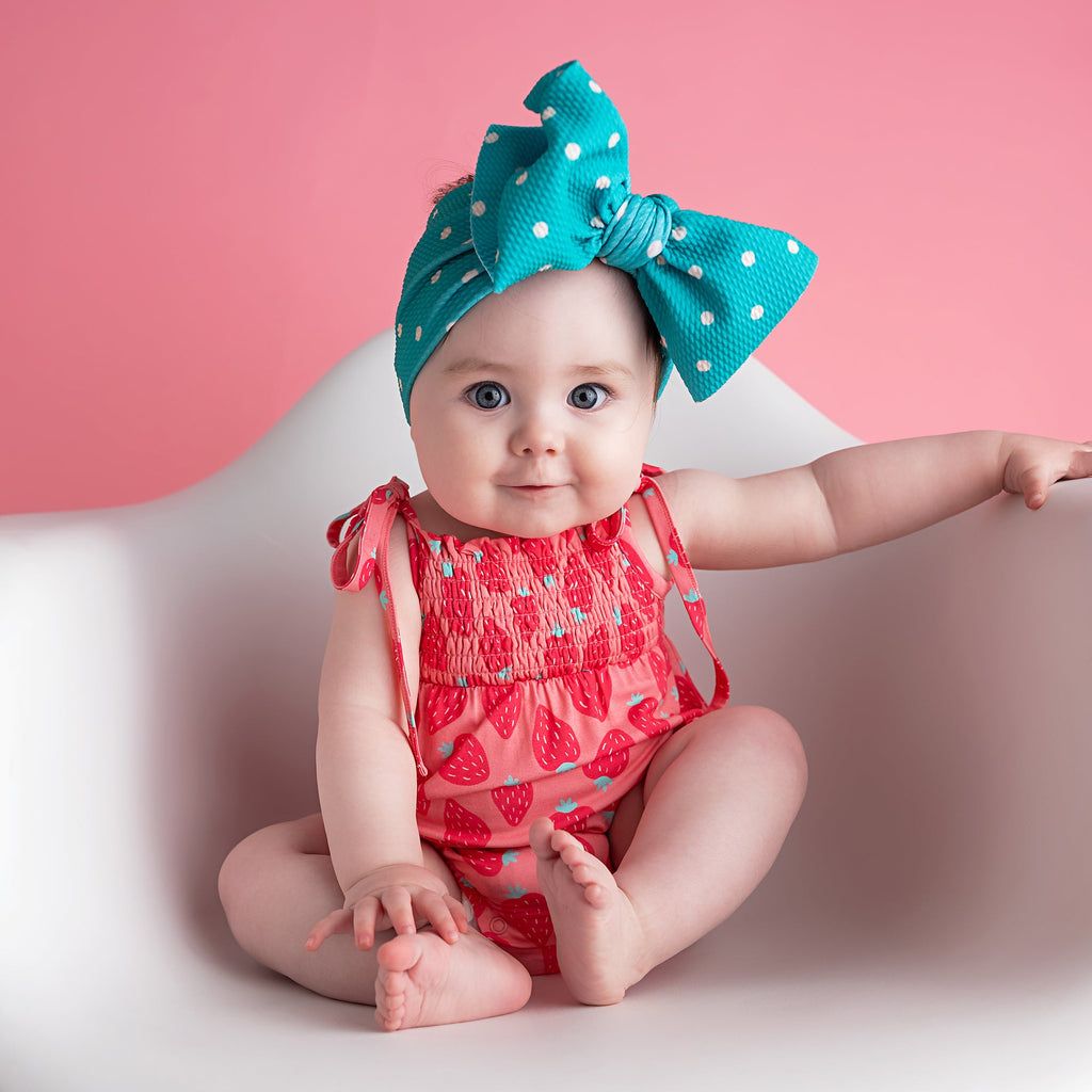 Gigi and Max Smocked Bubble Romper: Annabelle Strawberries