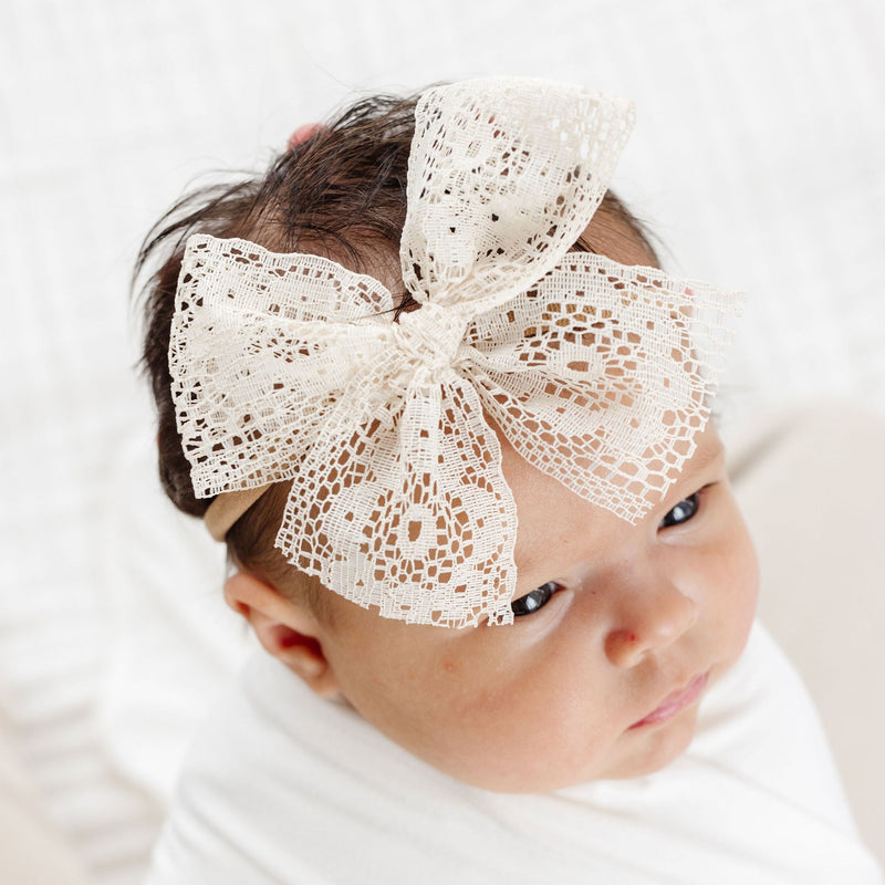 Lou Lou and Company Bow Headband: Ivory Lace
