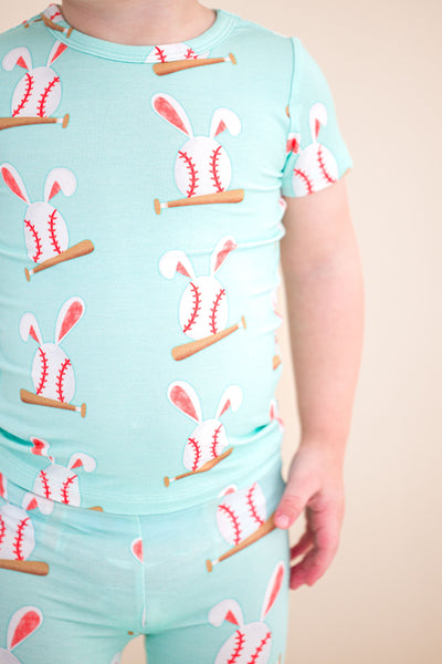 Birdie Bean Pajama Set: Baseball Bunnies