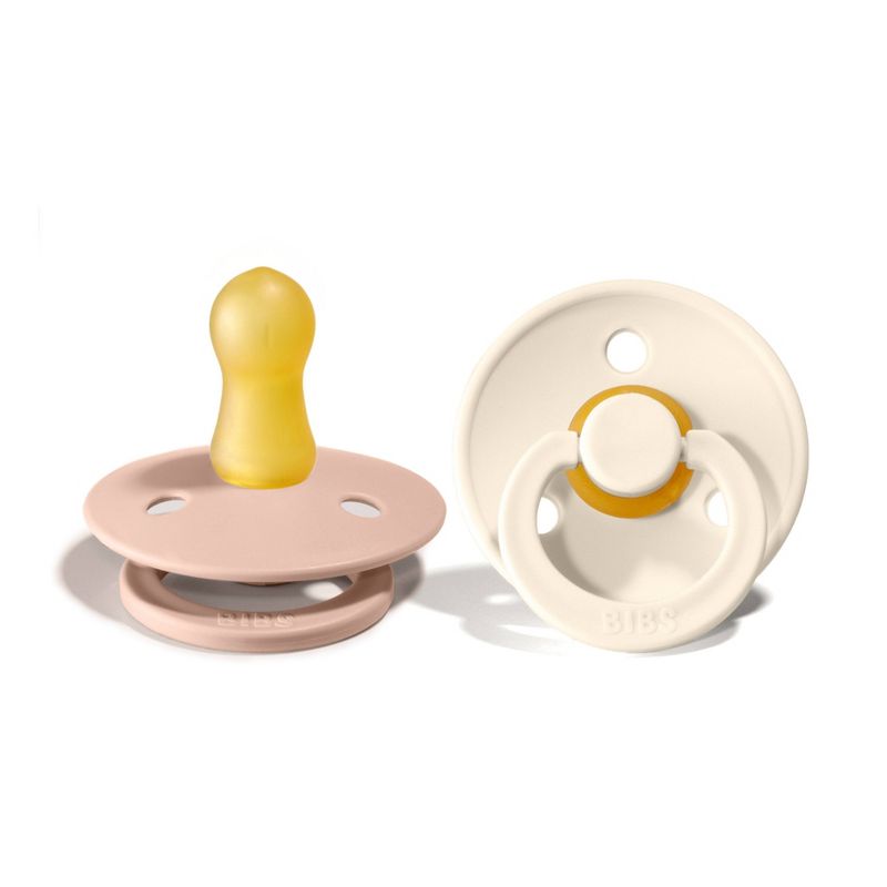 BIBS Pacifiers Classic Round 2 Pack: Ivory/Blush