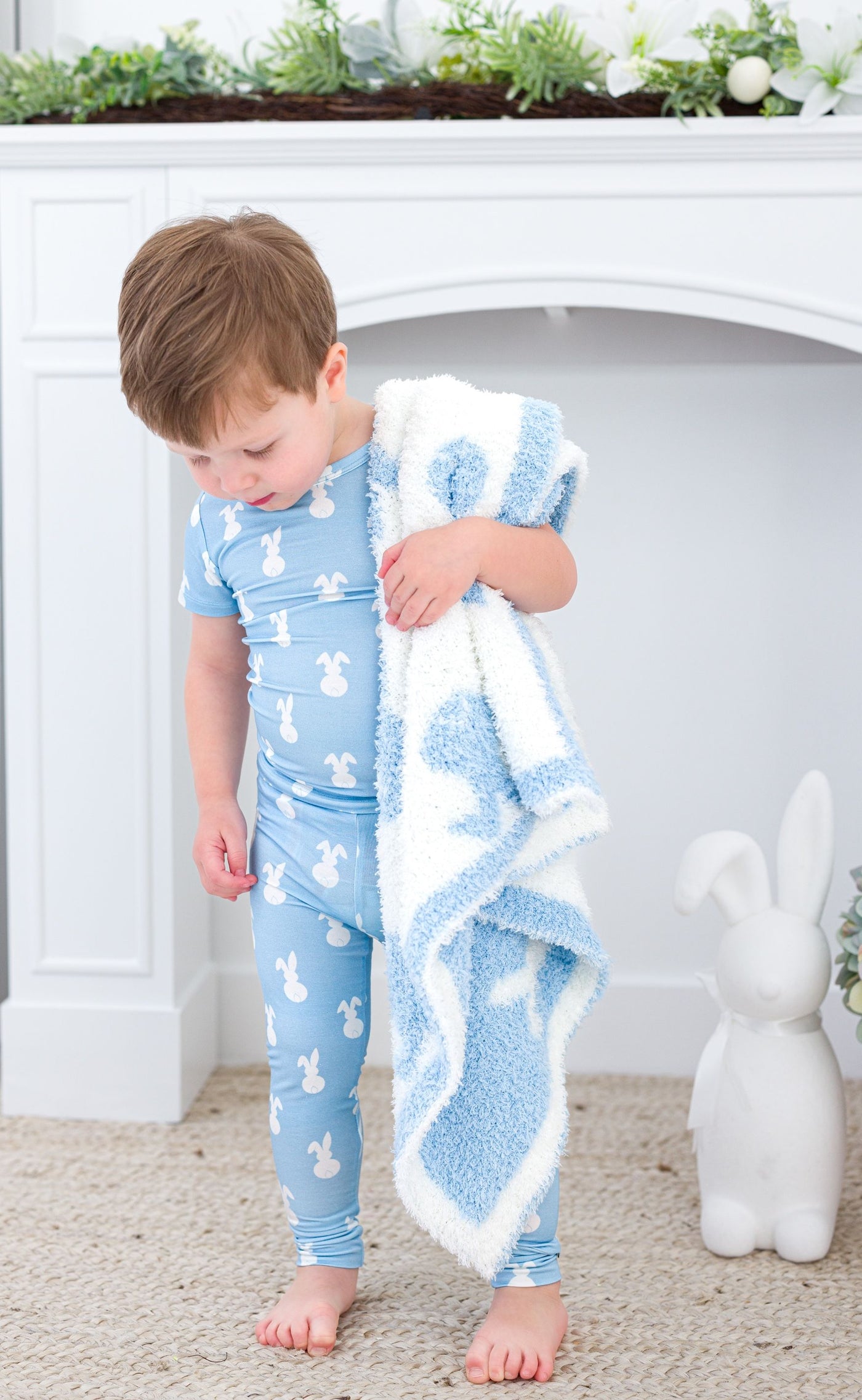 Birdie Bean Toddler Microfiber Blanket: Blue Bunny