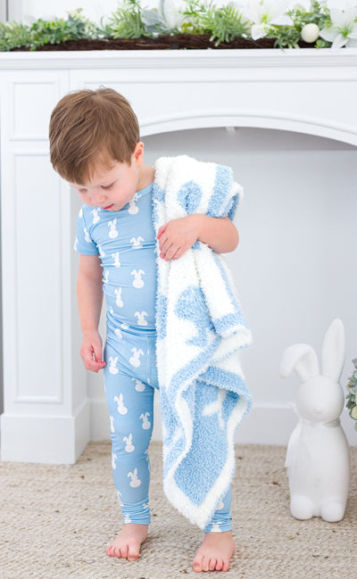 Birdie Bean Toddler Microfiber Blanket: Blue Bunny