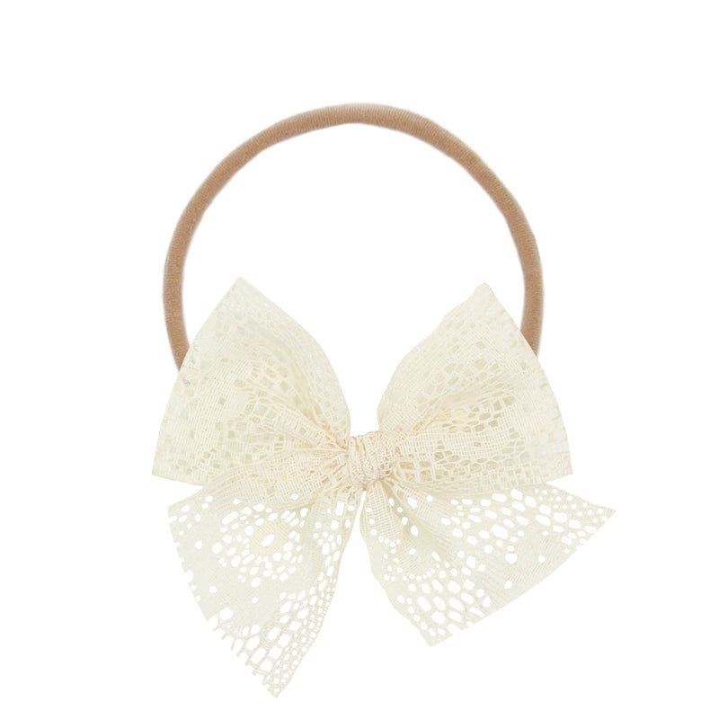 Lou Lou and Company Bow Headband: Ivory Lace
