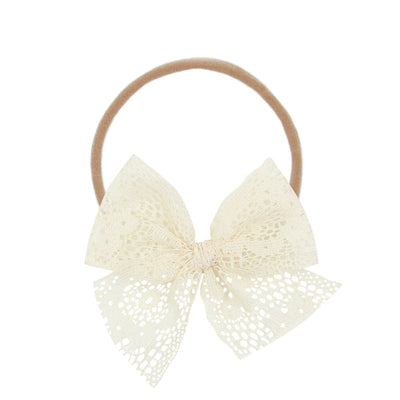 Lou Lou and Company Bow Headband: Ivory Lace