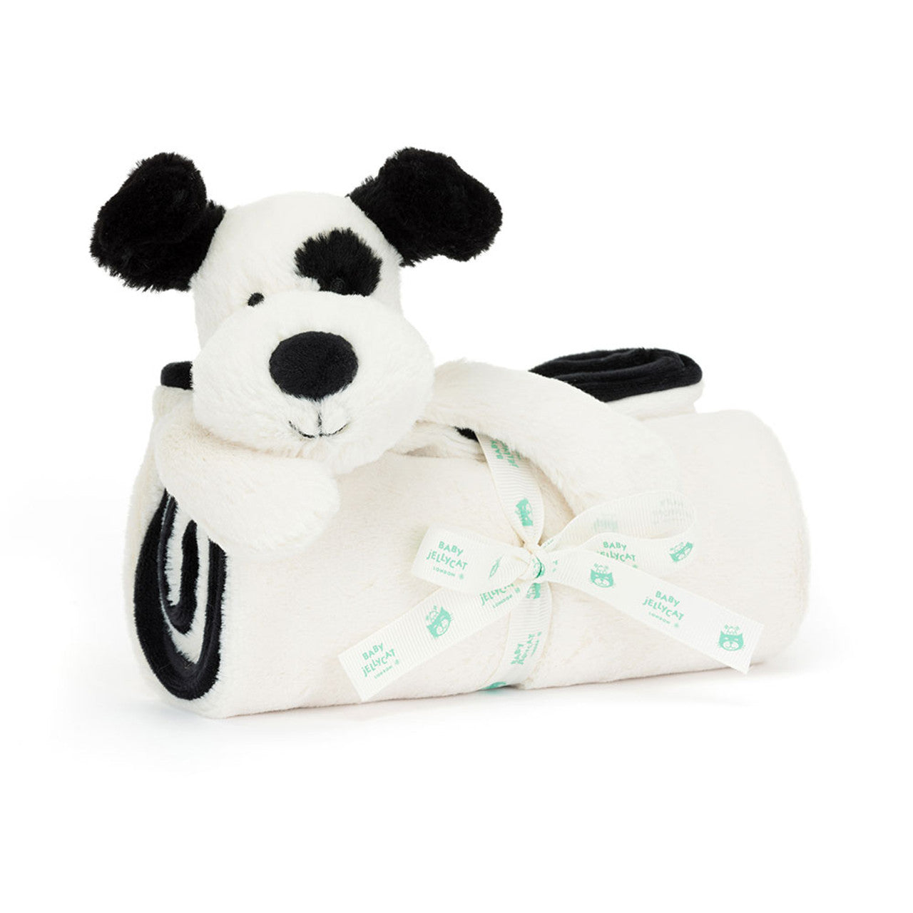 Jellycat: Black & Cream Puppy Blankie (22" x 28")