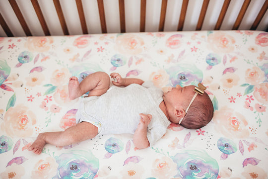 Copper Pearl Fitted Crib Sheet: Bloom