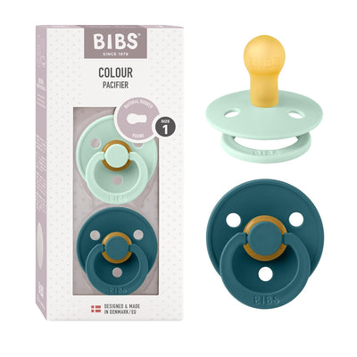 BIBS Pacifiers Classic Round 2 Pack: Nordic Mint/Forest Lake