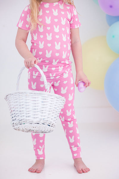 Birdie Bean Pajama Set: Pink Bunny
