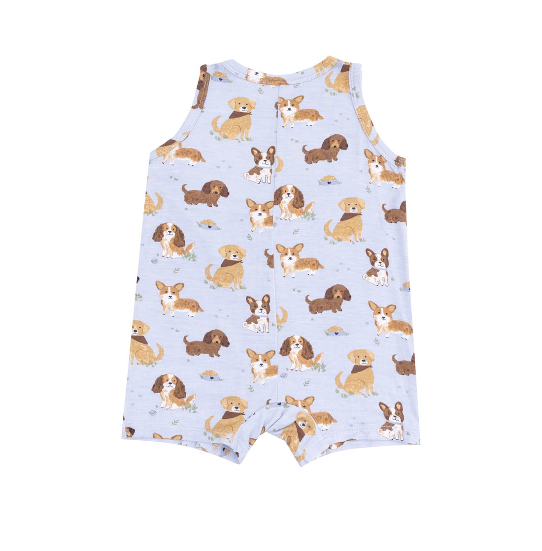 Angel Dear Sleeveless Shortie Romper: Blue Best Friend Dogs