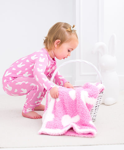 Birdie Bean Stroller Microfiber Blanket: Pink Bunny