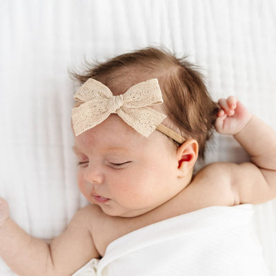 Lou Lou and Company Bow Headband: Sand Crochet