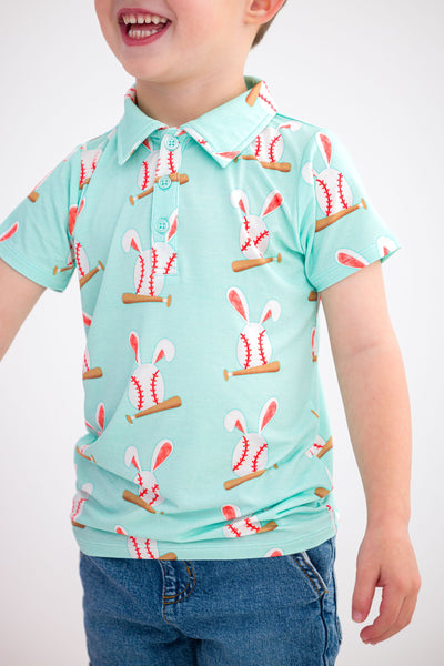 Birdie Bean Polo Shirt: Baseball Bunnies