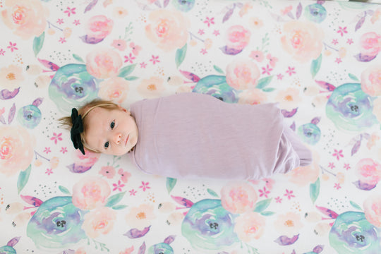 Copper Pearl Fitted Crib Sheet: Bloom