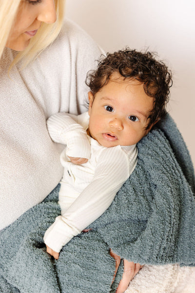 Lou Lou and Company Chenille Blanket: Ocean Blue