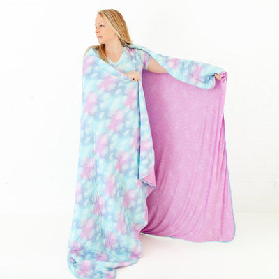 Dreamiere Quilted Adult Bamboo Blanket: Cotton Candy Skies (Three Layer)