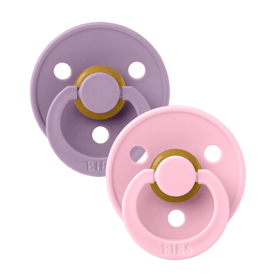 BIBS Pacifiers Classic Round 2 Pack: Lavender/Baby Pink