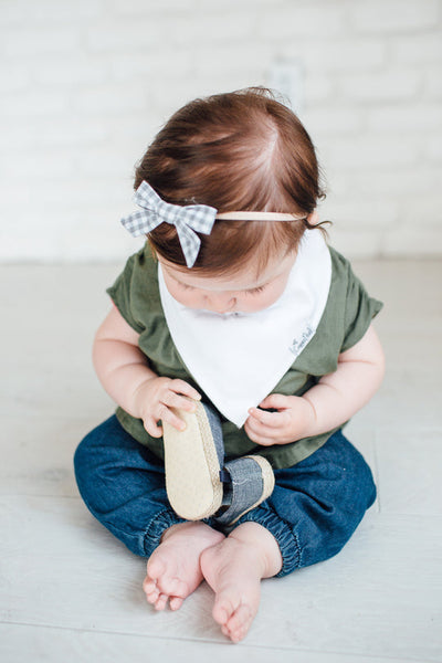 Copper Pearl Bandana Bib Set: Solid White