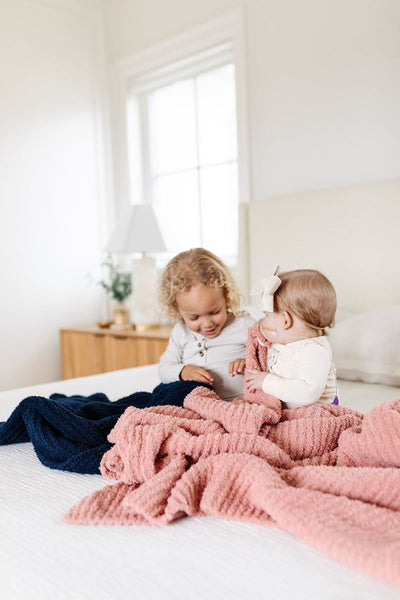 Lou Lou and Company Chenille Blanket: Rose