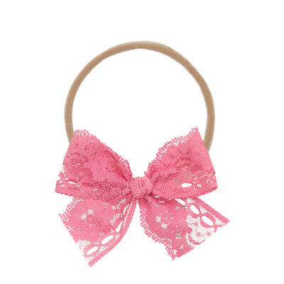 Lou Lou and Company Bow Headband: Pixie Pink Lace