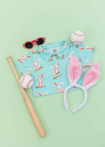 Birdie Bean Polo Shirt: Baseball Bunnies