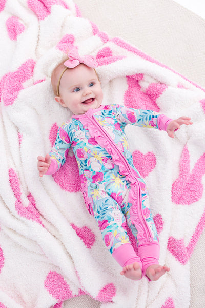 Birdie Bean Stroller Microfiber Blanket: Pink Bunny