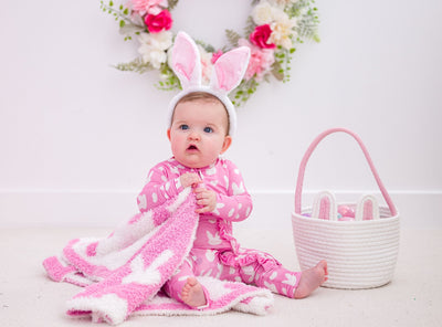 Birdie Bean Ruffle Convertible Romper: Pink Bunny