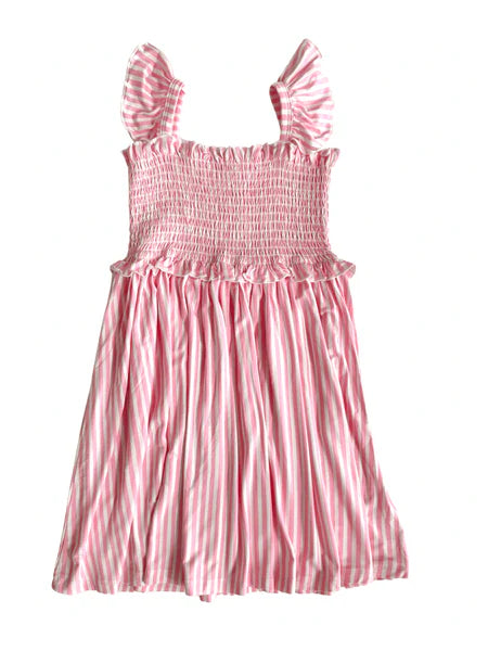 In My Jammers Smocked Twirl Dress: Pink Stripe