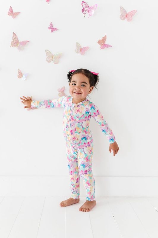 Birdie Bean Ruffle Convertible Romper: Dahlia