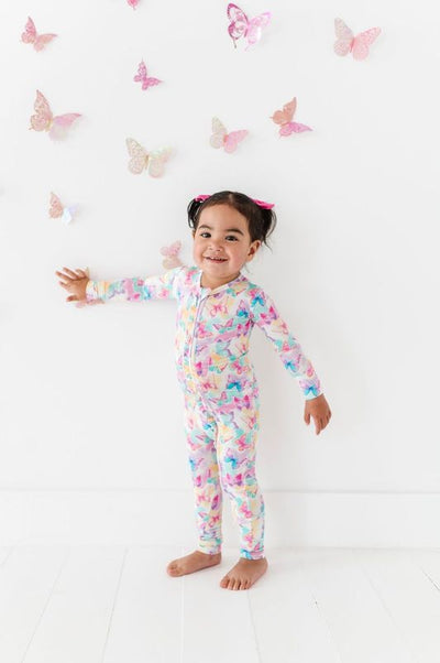 Birdie Bean Ruffle Convertible Romper: Dahlia