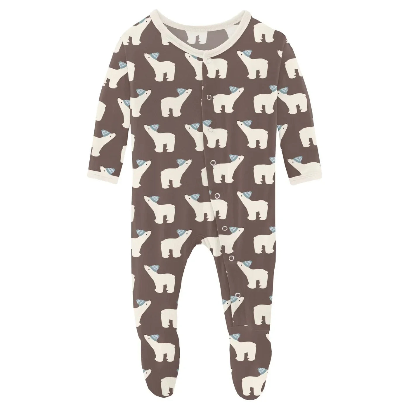 Kickee Pants Footie With Snaps: Coffee Polar Bears